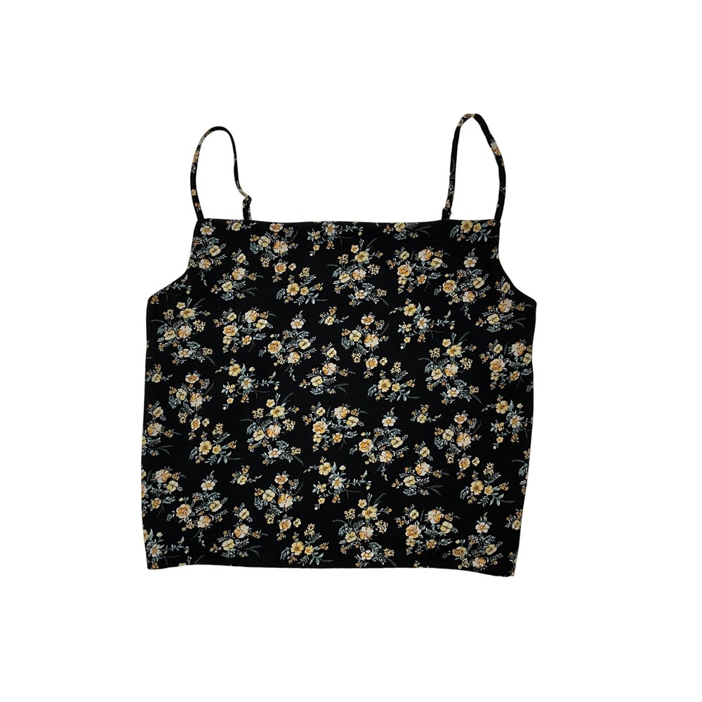 Forever 21 Black Floral Cami Adjustable Spaghetti Strap Size Small Camisole